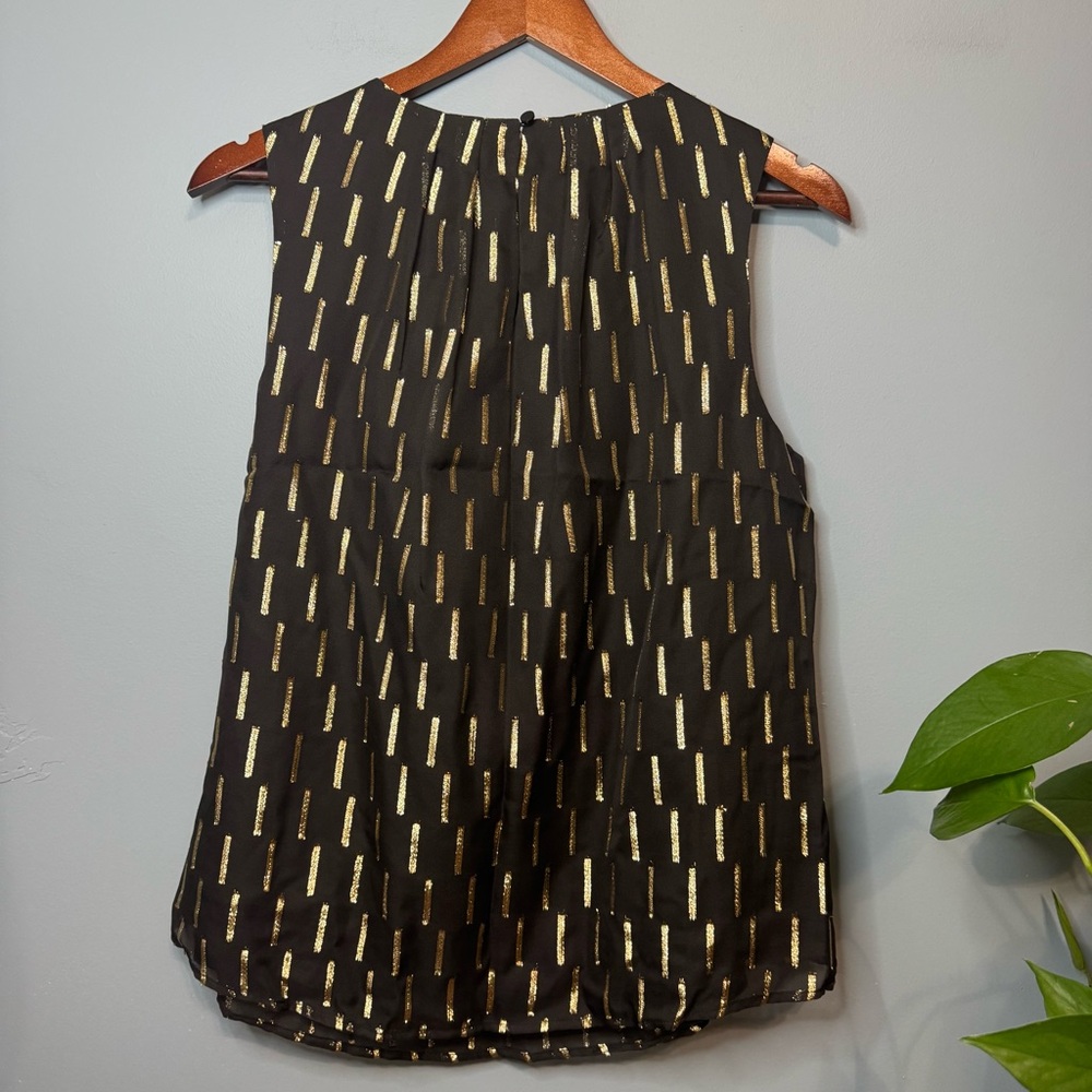 Worthington Sleeveless Black Clip Geometric Blouse Gold. NWT. XL Petite - Picture 9 of 13